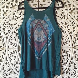Teal graphic tank